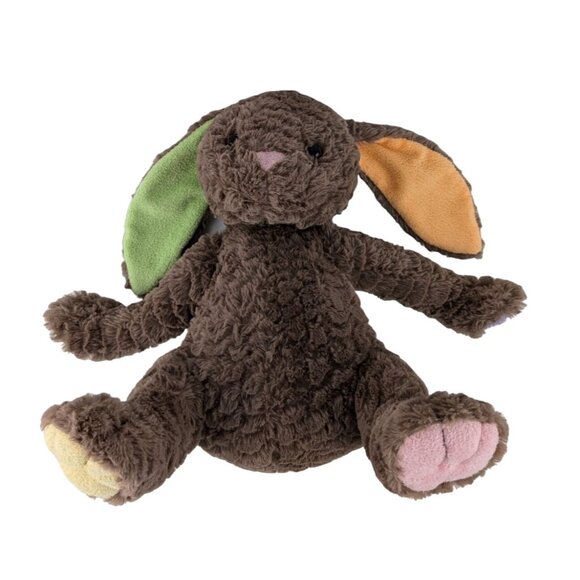 Brown Bunny Rabbit Plush 14" Easter Stuffed Animal Toy Color Block Ears Paws - Picture 6 of 9